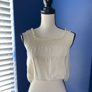 Vintage Cream Cotton Camisole – Tatted Lace Trim – Romantic Cottagecore